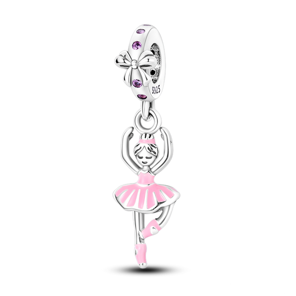 BERLOQUE CHARM PENDENTE "BAILARINA ROSA" - PRATA 925