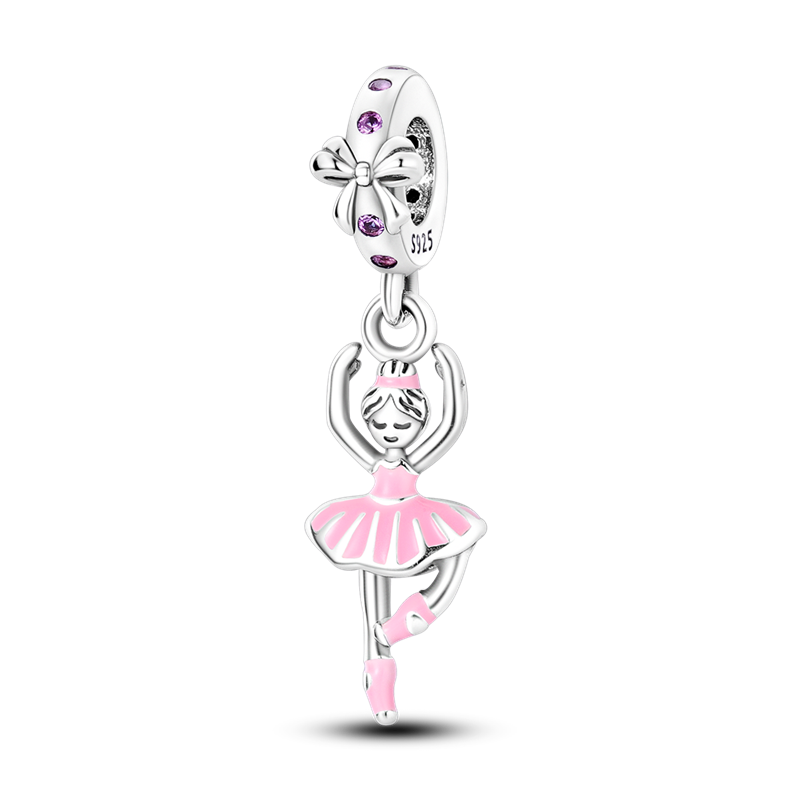 BERLOQUE CHARM PENDENTE "BAILARINA ROSA" - PRATA 925