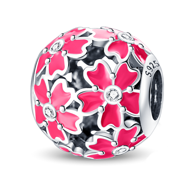 BERLOQUE CHARM SEPARADOR "FLORES PINK" - PRATA 925