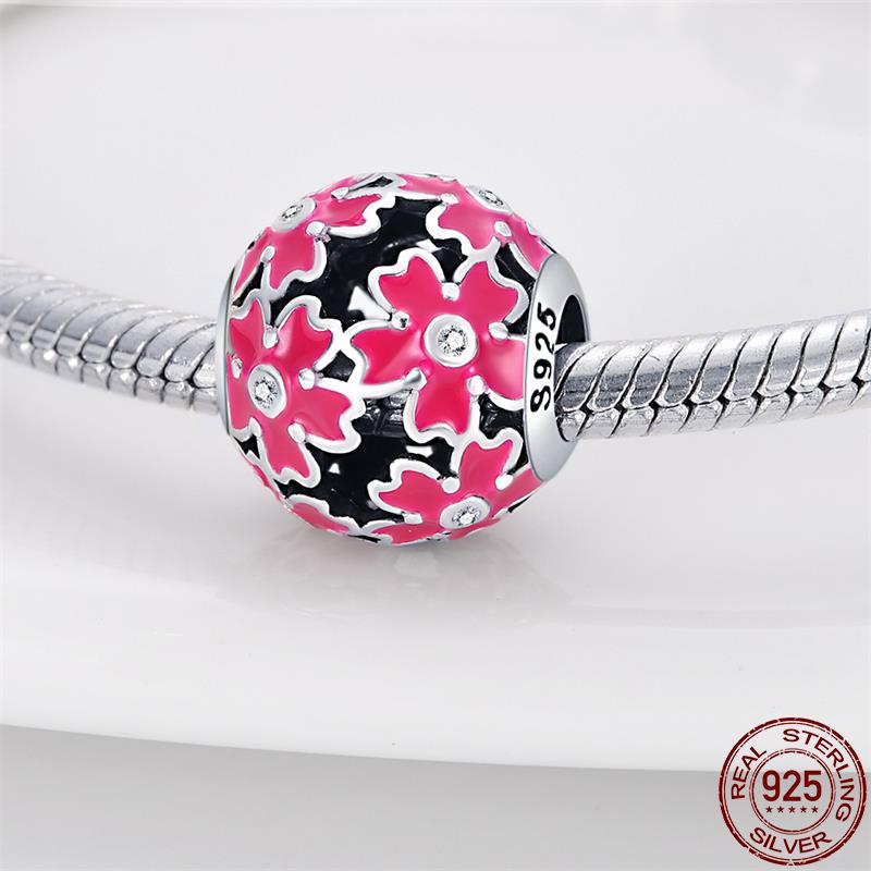 BERLOQUE CHARM SEPARADOR "FLORES PINK" - PRATA 925