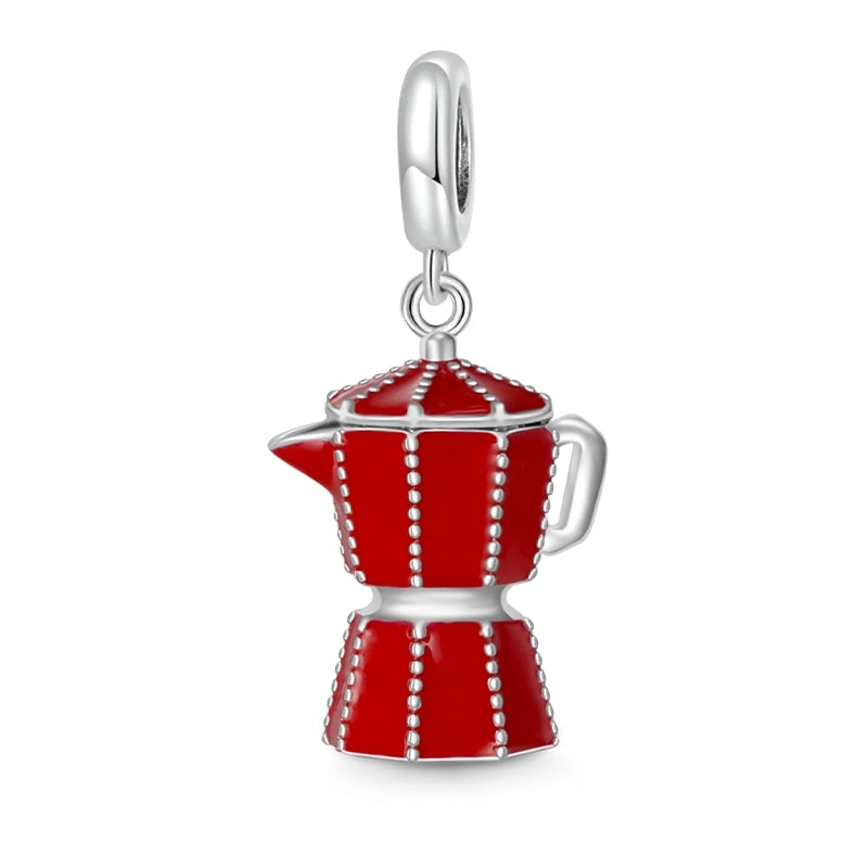 BERLOQUE CHARM  "CAFETEIRA ITALIANA VERMELHA" - PRATA 925