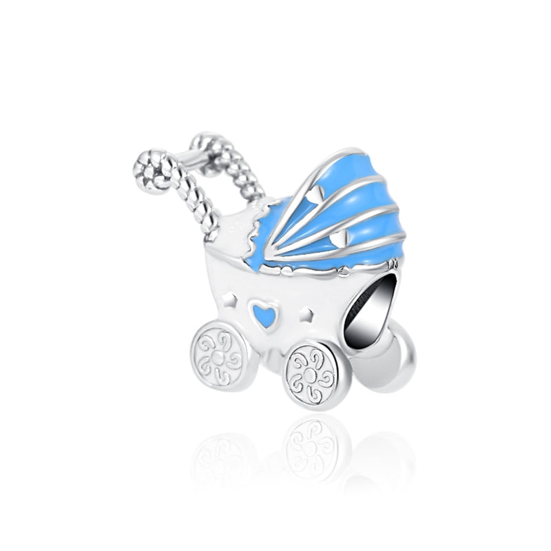 BERLOQUE CHARM "CARRINHO BEBÊ AZUL" - PRATA 925