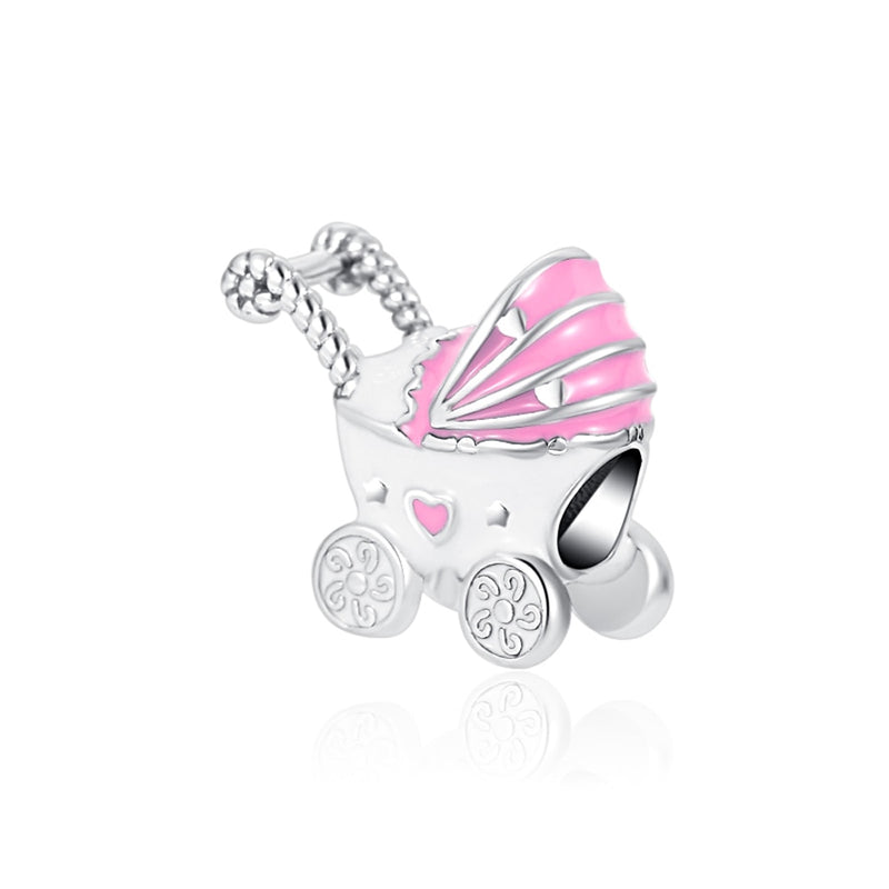 BERLOQUE CHARM "CARRINHO BEBÊ ROSA" - PRATA 925