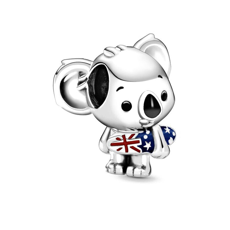 BERLOQUE CHARM "KOALA SURFISTA/ AUSTRÁLIA" - PRATA 925