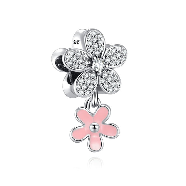 BERLOQUE CHARM PENDENTE "FLOWERS ROSA" - PRATA 925