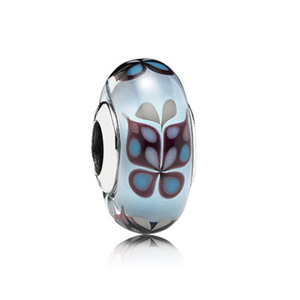 BERLOQUE CHARM "MURANO BORBOLETA AZUL" - PRATA 925