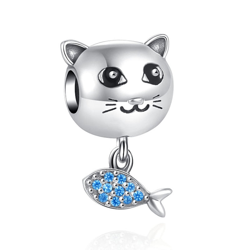 BERLOQUE CHARM "GATINHO & PEIXE" - PRATA 925