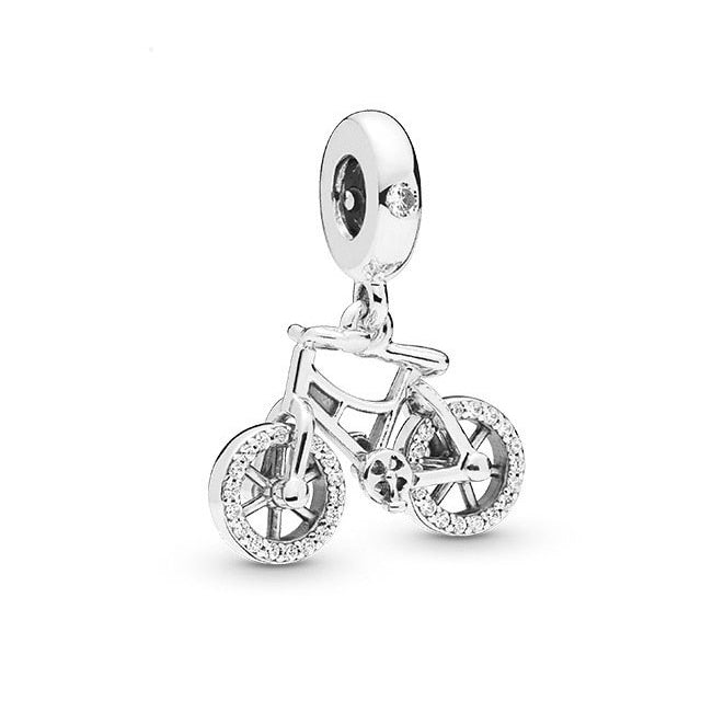 BERLOQUE CHARM PENDENTE "BICICLETA CRISTAL" - PRATA 925"