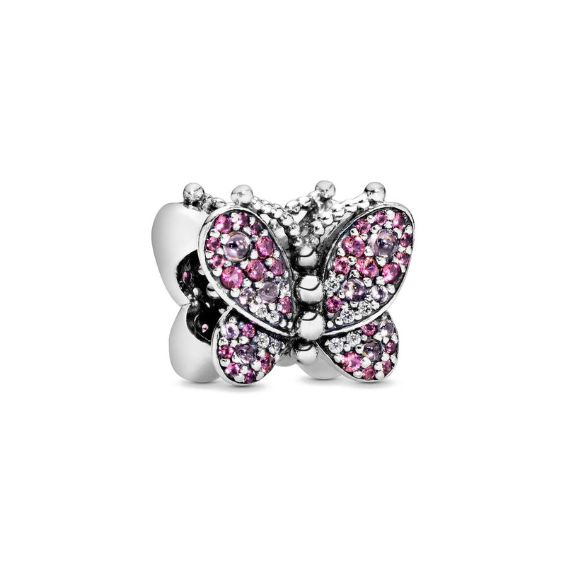 BERLOQUE CHARM SEPARADOR "BORBOLETA ROSA 01" - PRATA 925"