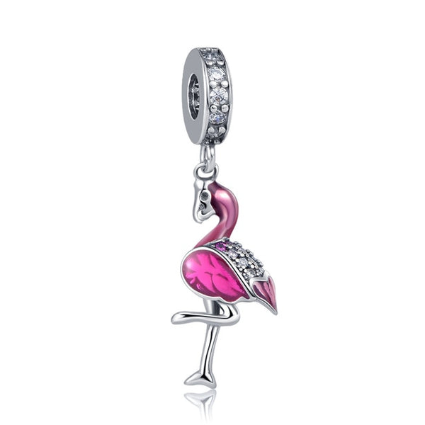 BERLOQUE CHARM PENDENTE "FLAMINGO" - PRATA 925'