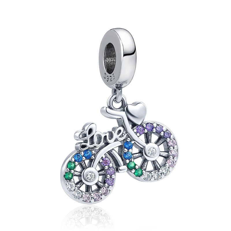 BERLOQUE CHARM PENDENTE "BICICLETA LOVE COLORIDA" PRATA 925