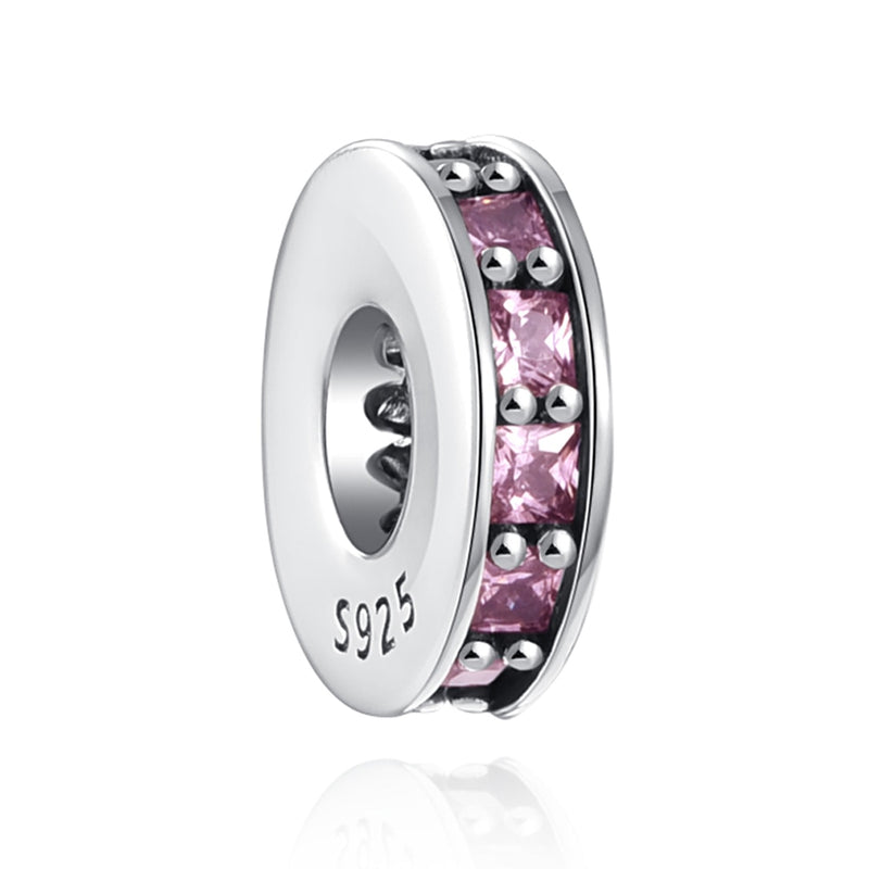 BERLOQUE CHARM SEPARADOR ZIRCÔNIAS ROSA - PRATA 925