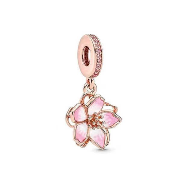 BERLOQUE CHARM PENDENTE "FLOR DEGRADÊ ROSÉ" - PRATA 925