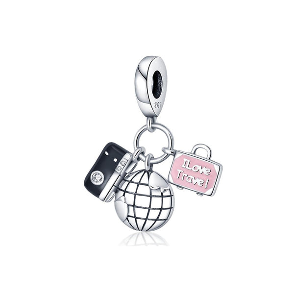 BERLOQUE CHARM PENDENTE "EU AMO VIAJAR" - PRATA 925