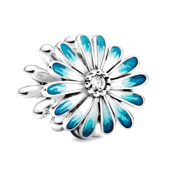 BERLOQUE CHARM MARGARIDA AZUL - PRATA 925