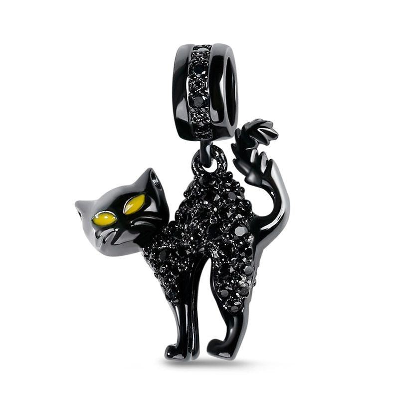 BERLOQUE CHARM PENDENTE "GATO BLACK CRAVEJADO" - PRATA 925