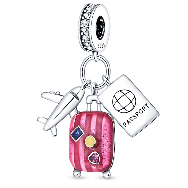 BERLOQUE CHARM PENDENTE "VIAGEM ROSA" - PRATA 925