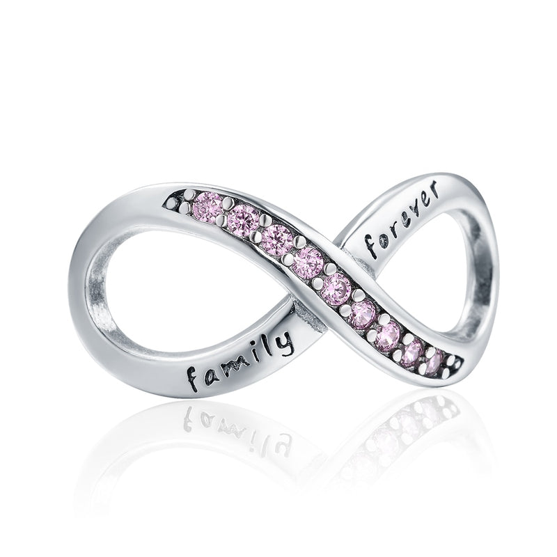 BERLOQUE CHARM INFINITO ROSA "FAMILY FOREVER" - PRATA 925