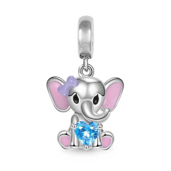 BERLOQUE CHARM PENDENTE "ELEFANTE ROSA" - PRATA 925"