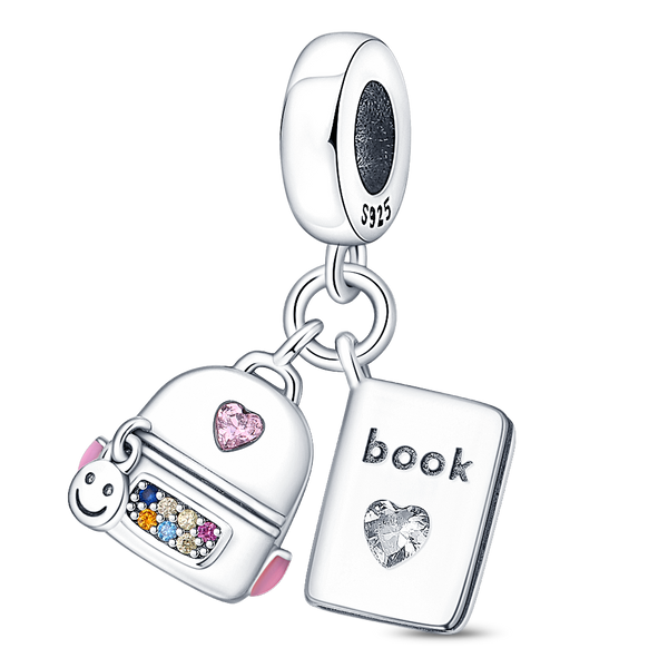 BERLOQUE CHARM PENDENTE "MOCHILA & LIVRO" - PRATA 925