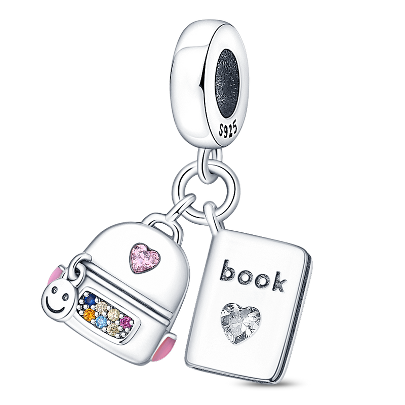 BERLOQUE CHARM PENDENTE "MOCHILA & LIVRO" - PRATA 925