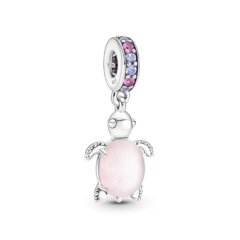 BERLOQUE CHARM PENDENTE " TARTARUGA ROSA" - PRATA 925"