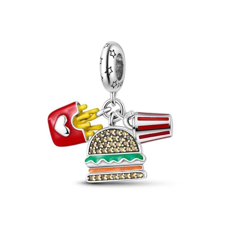 BERLOQUE CHARM PENDENTE "HAMBÚRGER & BATATA" - PRATA 925"