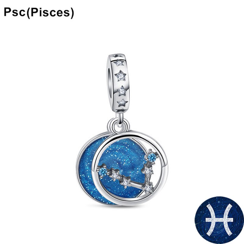 BERLOQUE CHARM "SIGNOS/ZODÍACO AZUL BRILHANTE" - PRATA 925