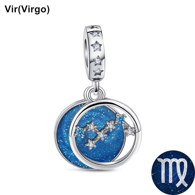 BERLOQUE CHARM "SIGNOS/ZODÍACO AZUL BRILHANTE" - PRATA 925