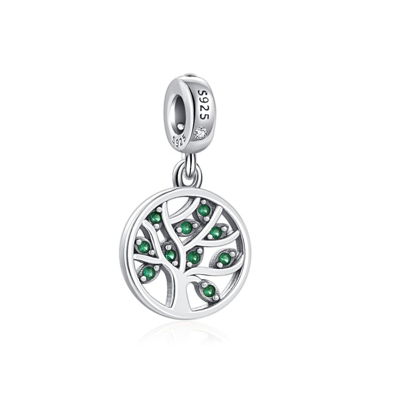 BERLOQUE CHARM PENDENTE "ÁRVORE DA VIDA VERDE" - PRATA 925