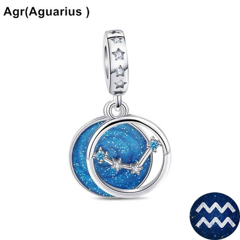 BERLOQUE CHARM "SIGNOS/ZODÍACO AZUL BRILHANTE" - PRATA 925