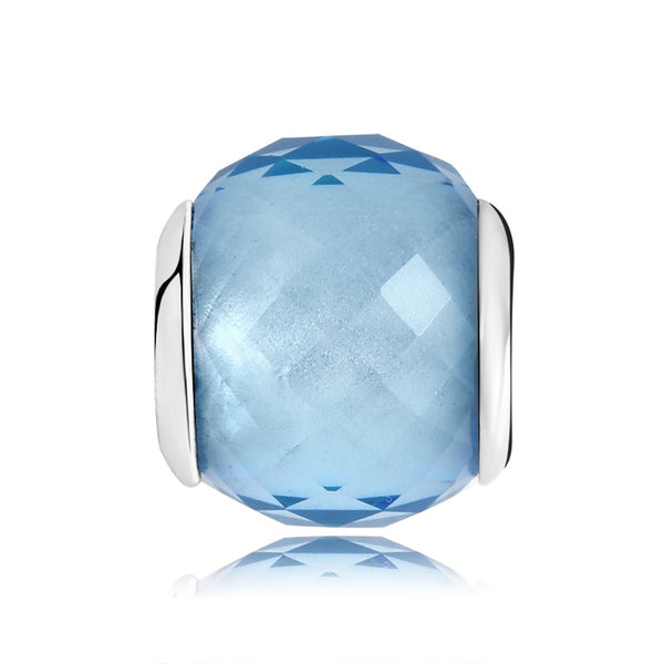 BERLOQUE CHARM MURANO FACETADO AZUL - PRATA 925