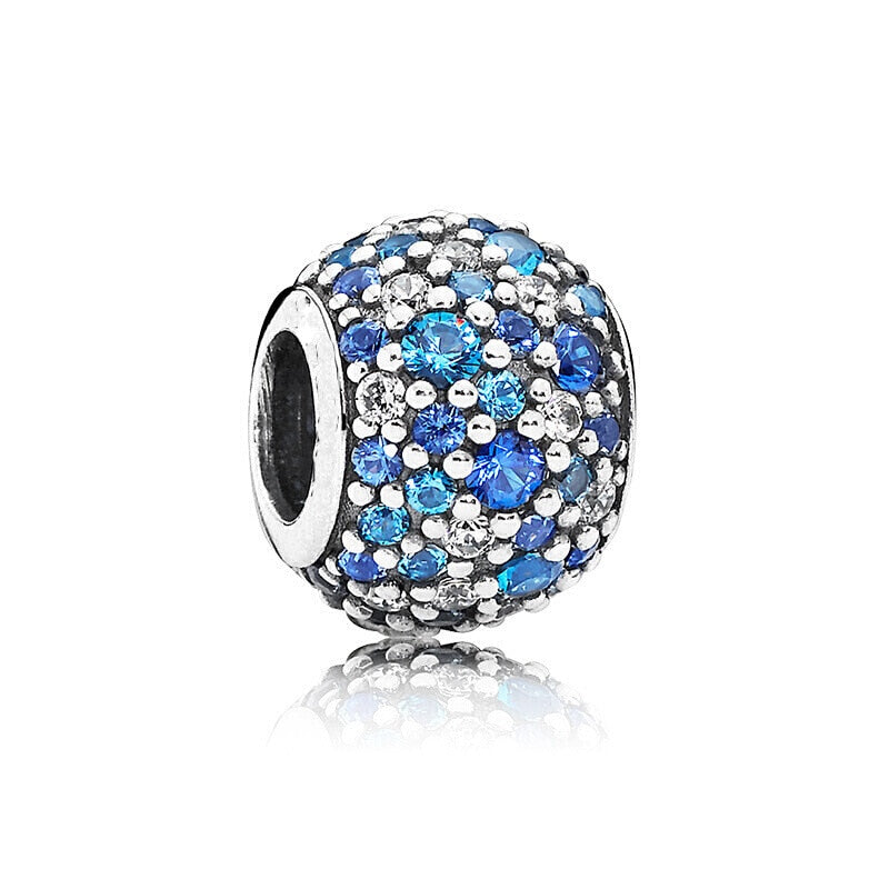 BERLOQUE CHARM SEPARADOR "PAVÊ ZIRCÔNIA AZUL & CRISTAL" - PRATA 925