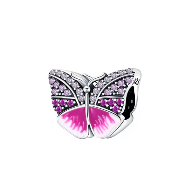 BERLOQUE CHARM SEPARADOR "BORBOLETA ROSA" - PRATA 925