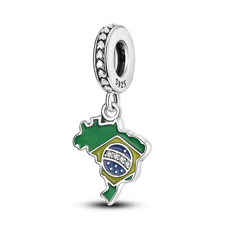 BERLOQUE CHARM PENDENTE "BANDEIRA DO BRASIL" - PRATA 925