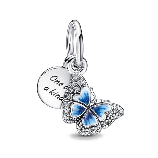 BERLOQUE CHARM PENDENTE "BORBOLETA AZUL" - PRATA 925