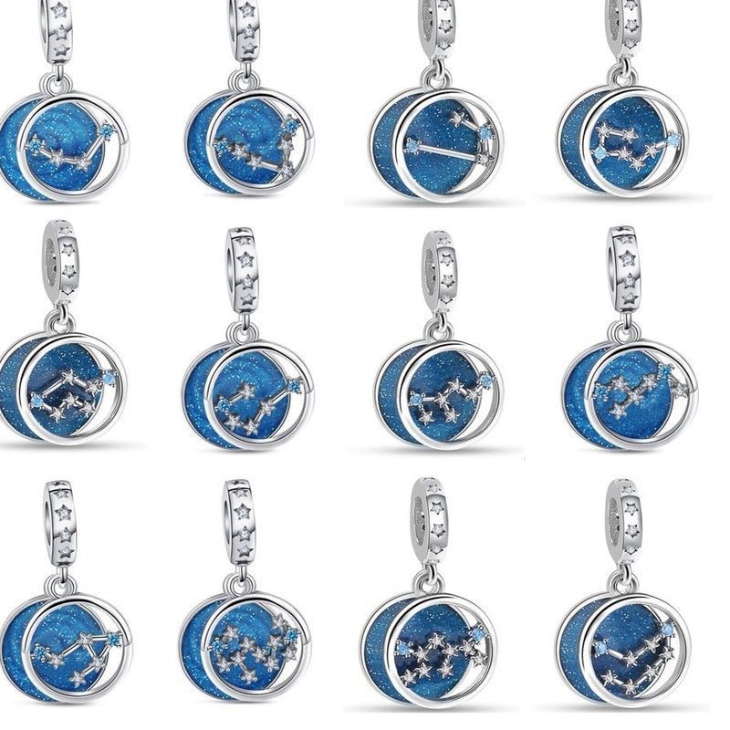 BERLOQUE CHARM "SIGNOS/ZODÍACO AZUL BRILHANTE" - PRATA 925